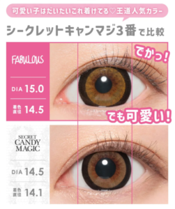 キャンマジ3番ブラウン著色直径とファビュラス3番ブラウン著色直径の違い